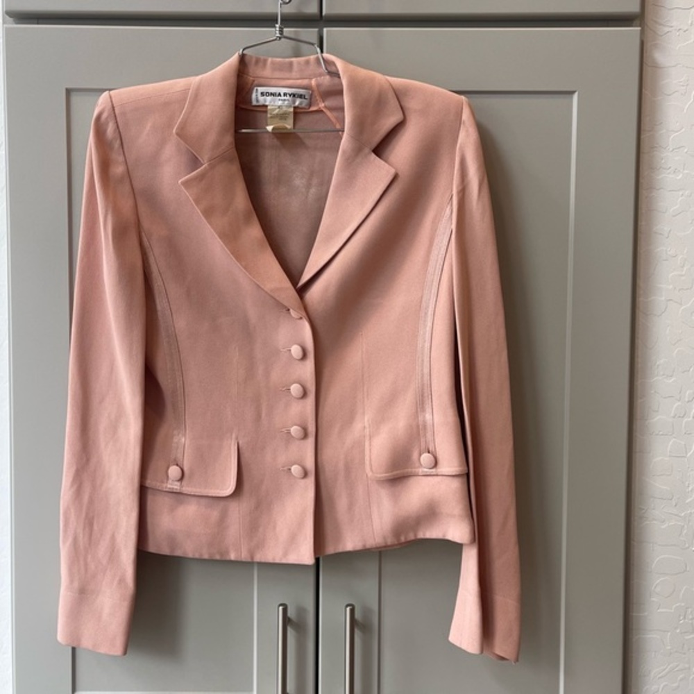 Vintage Sonia Rykiel Paris Pink Peach Viscose Blazer Small Corporate Profession